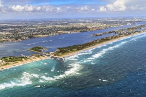 Aerial View on Florida Beach and waterway